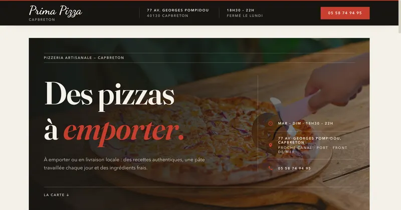 Capture du site prima-pizza-capbreton.fr